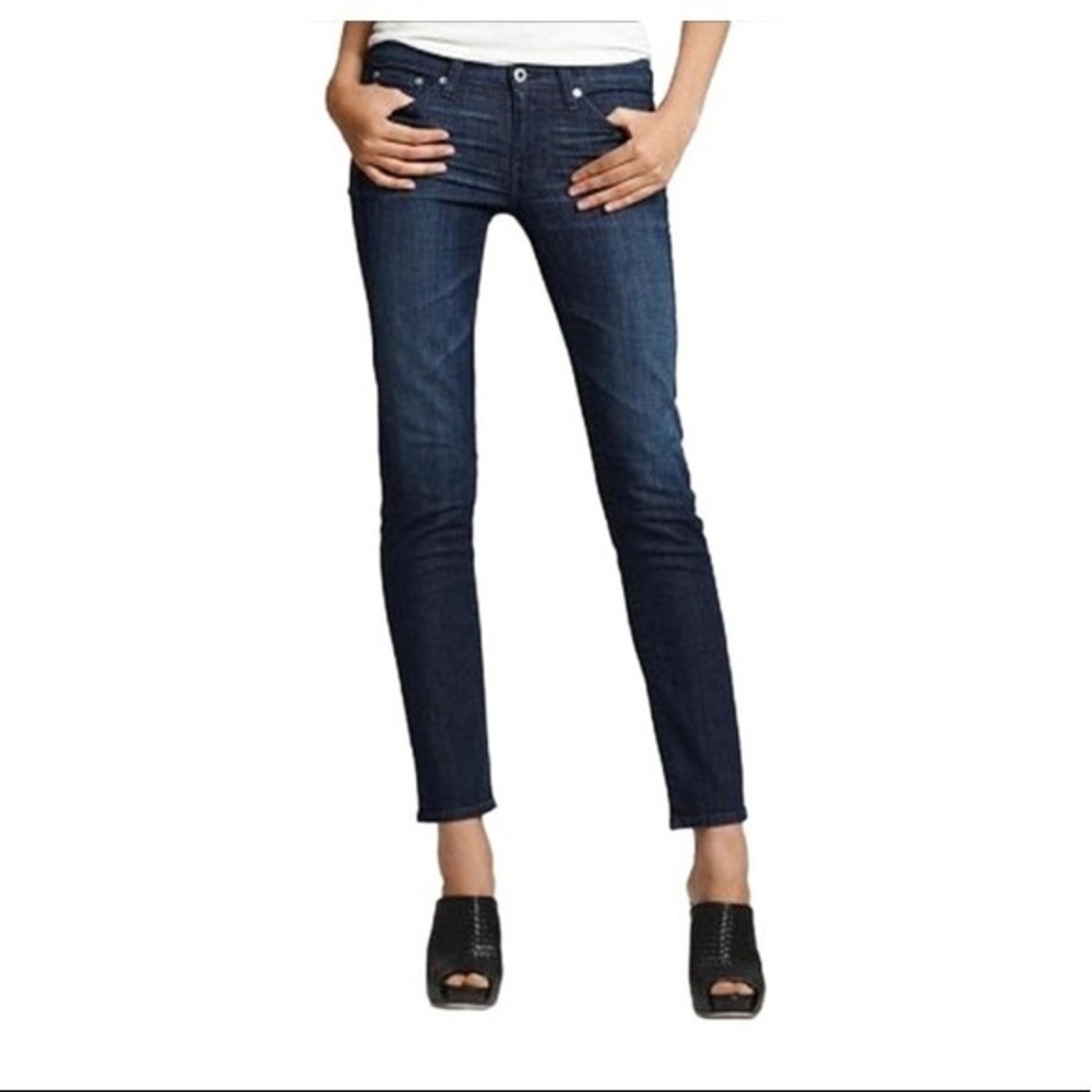 AG Adriano Goldschmied The Stilt Cigarette Leg Blue Denim Skinny Stretch Jeans